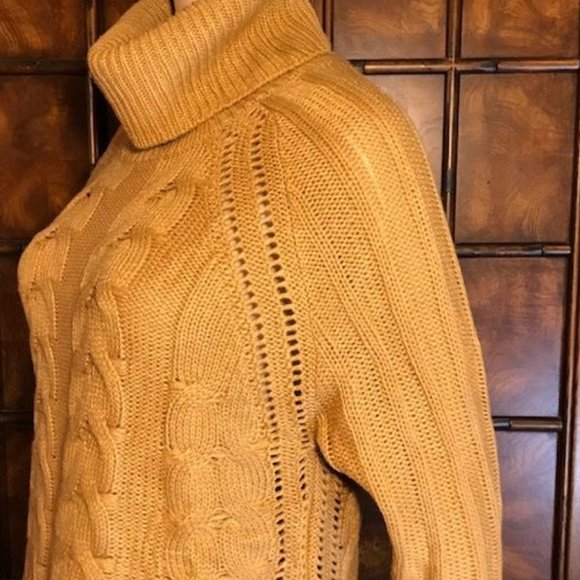 Cable Knit Hi Lo Turtleneck Sweater - Picture 8 of 12